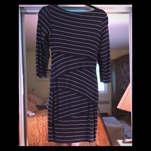Bailey 44 navy and tan column dress from Anthro.